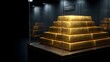 © Mariam - Dynamic animation of gold bars stacked inside an open glass container