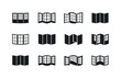 © Valentyna - Shoji Screen Icons. Folding screen. Icon set. Set Logo of folding screen: Japanese shoji screen. harmonious logo variations of the same emblematic concept,