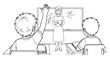 © ieps - Teacher instructing students in a classroom with one student raising their hand to answer