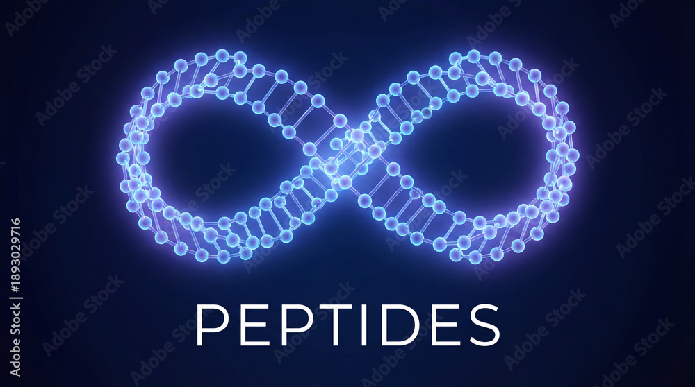 Peptides molecule visualized as an infinity loop, glowing to signify ...