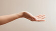 © Alexander - of a hand and torso area with large clean copy space on one side, clean neutral background without color filters, soft balanced neutral lighting, real DSLR commercial photography,