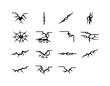 © Coosh448 - Wall Crack Icons. Wall Crack. Line icon set of Wall Crack: broken wall, cracked surface, vertical crack, diagonal crack, deep fracture, spiderweb crack,