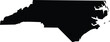 © Michael - North Carolina state map silhouette vector illustration featuring a solid black shape of the NC border isolated on white for Tar Heel state pride designs and regional geography icons.