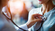 © Art of Ngu - Doctor using stethoscope to examine female patient during medical checkup in clinic setting