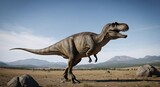 Tyrannosaurus Rex Roaming in a Prehistoric Landscape.