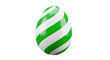 © david - Green and white striped Easter egg on a white background