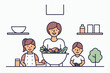 © Miraz10 - Family preparing salad together in kitchen