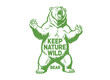 © panji - Bear roaring illustration for t-shirt design. Keep nature wild typography slogan. Vintage wildlife artwork for apparel. Grizzly bear vector graphic pr