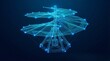 © Mr. Hatch - Futuristic Digital Wireframe of Leonardo da Vinci Aerial Screw Machine with Glowing Blue Poly Mesh - Innovation Concept