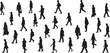 © Mst Jotsna - Set of walking people silhouettes isolated on white background showing diverse men women pedestrians in motion for urban lifestyle crowd concepts and modern city