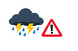 © Andrei - Thunderstorm warning with clouds and lightning sign displayed to inform about bad weather conditions