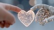 © Ai7 - Future valentine's day. robot hand human hand glowing heart digital heart cyber love future valentine technology romance human robot connection artificial intelligence innovation future valentine