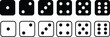 © Muhammad - Game dice. Set of Ludo game dice collection. Dice in a line and flat design from one to six. monochrome dices Vector illustration