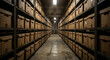 © sxcd - Dimly Lit Archive Room Filled with Cardboard Storage Boxes