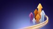 © Pixim Stock - Arrows pointing up on dark blue background with bright golden light trails representing financial growth success and business progress with dynamic futuristic abstract motion and energy
