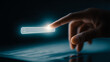 © Concept Photo Studio - Champ de recherche vide a compléter sur écran avec  doigt et main, concept de recherche sur le web, mockup