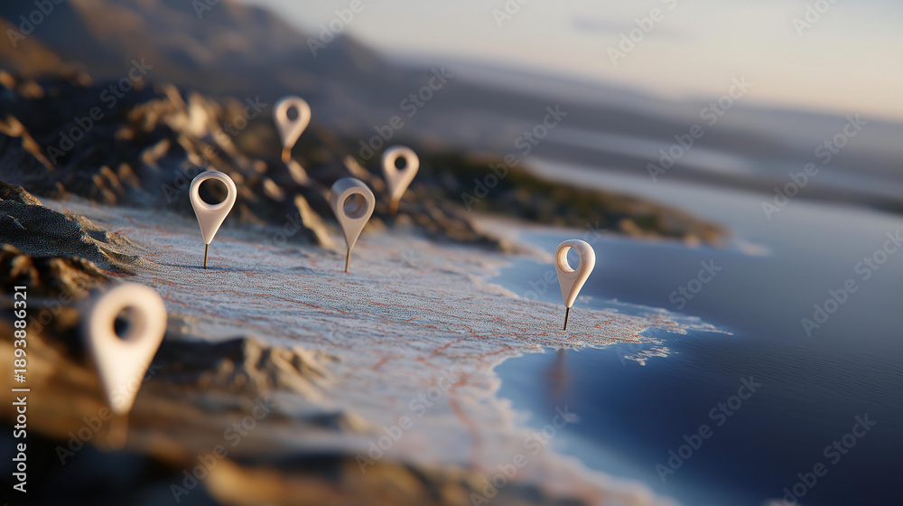 A visual representation of pins marking critical points in a shipment ...