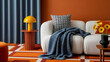 © ASRAF ALI - Eclectic living room with bold colors and retro lamp