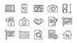 © Rafel - Minimalist Real Estate Agent Icon Set with House, Key, Contract, Handshake, Sold and For Sale Signs, Floor Plan, Calculator, and Digital Tools for Property Marketing, Sales, and Mortgage Services.