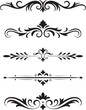 © Amir ul - Collection of five elegant black scroll elements for page division on a clean white background