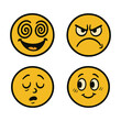 © Роман Ярощук - Set of Retro Smiley Face Characters with Different Expressions, Vintage 90s Acid House Style Emoticons