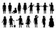 © imran - Collection of people silhouettes in various poses and actions, showcasing different activities, vector graphics, people-centric illustration, various perspectives