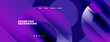 © antishock - Abstract purple design. Geometric shapes overlap, creating dynamic visual effect. Minimalist text elements present. Modern aesthetic.