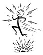 © NK - Hand drawn line art illustration of a stick figure man depicting a powerful jump for expressing energy and innovation
