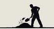 © RIO - Silhouette of a man digging soil with a shovel.