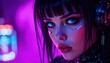 © Marco - Cyberpunk Style Woman with Blue Eyes and High Tech Audio Headset Gear
