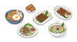 © Andri - Assortment of delicious illustrated traditional indonesian foods including satay nasi goreng and soup