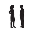 © HENA - Silhouette Vector Icon of Man and Woman in Conversation