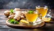 © josh - Invigorating homemade ginger tea with fresh lemon slices and mint leaves, a soothing and natural herbal beverage for comfort and wellness