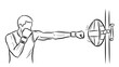 © Maureen - Boxer training with speed bag: dynamic continuous line art of punch practice
