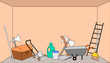 © SonAji Nur - Cluttered room with a lot of tools and objects scattered around