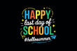 © copida - Colorful last day of school celebration text design with vibrant typography and playful elements on a dark background