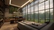 © mlion - Modern office with living wall, large windows, and scenic natural views.
