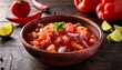 © Rebecca - delicious homemade salsa in a rustic bowl vibrant stock photo