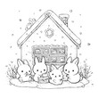 © Tufail - Rabbits Celebrating Christmas in Front of Cozy House