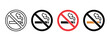 © ayat 02 - No smoke icon set vector, stop smoking symbol, forbidden cigarette, ban tobacco, flat design sign.