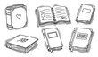 © Sheikh - Cartoon hand-drawn books vector set with playful doodle icons for education and learning