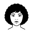 © NguyenThi - Line icon of a young woman with curly hair.