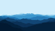 © Mansura - Abstract layered mountains in shades of blue create a calming landscape.
