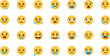 © Kharshad Creative - Crying and sad emoji faces set showing different emotions tears and expressions flat vector illustration
