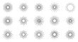 © Muginandaru - Set of sunbursts or starbursts, vintage radial lines for design elements.