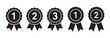 © MDABDUR - Set of award ribbons with numbers one two and three for first second and third place winners