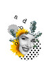 © deagreez - Composite image design trend artwork collage of novel writer story book report letters young woman face head smile sunflower plant leaves