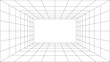 © RI Rafiq - Futuristic perspective wireframe grid line background. Vector illustration