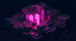 © PanoramaStudio - Abstract neon-lit geometric structure with glowing pink highlights in dark environment