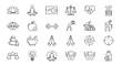 © Rosie - line icon set of wellness, fitness, and mindfulness symbols, including meditation, yoga, and healthy living icons, for website, banner, or presentation, Isolated on transparent background, png